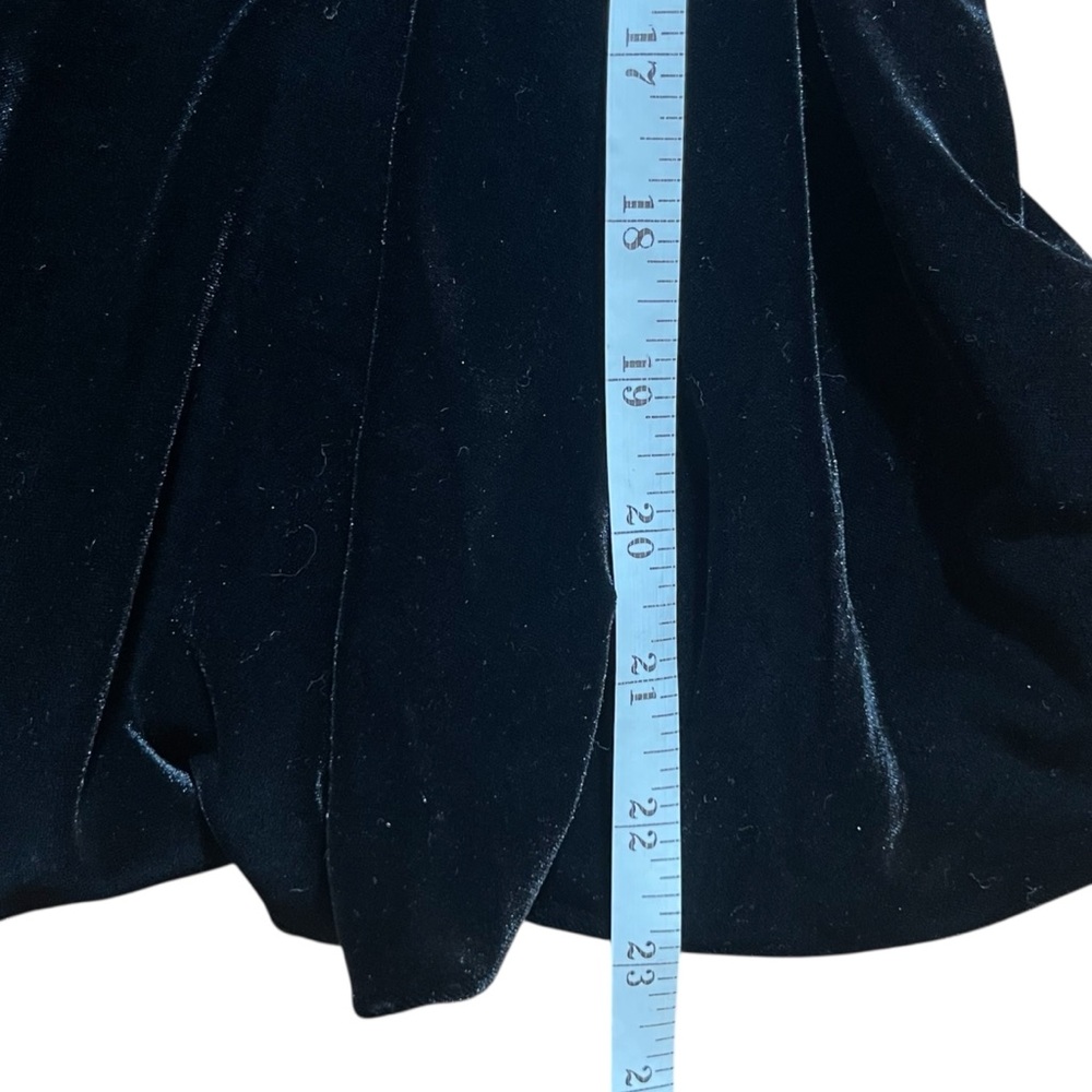 S Black Velvet Mandarin Collar Peplum Top Asian Inspired Back Zip - Picture 11 of 12